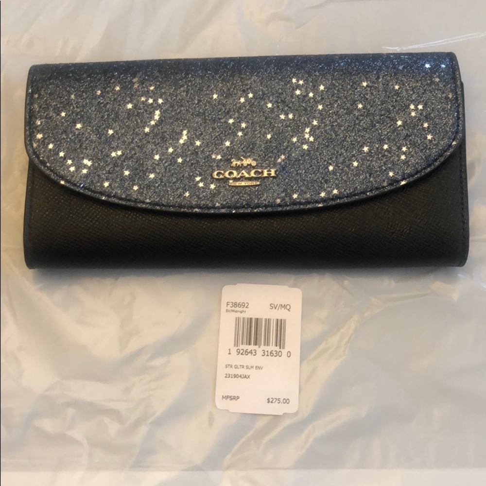 NWT Star Glitter Envelope Wallet Blue